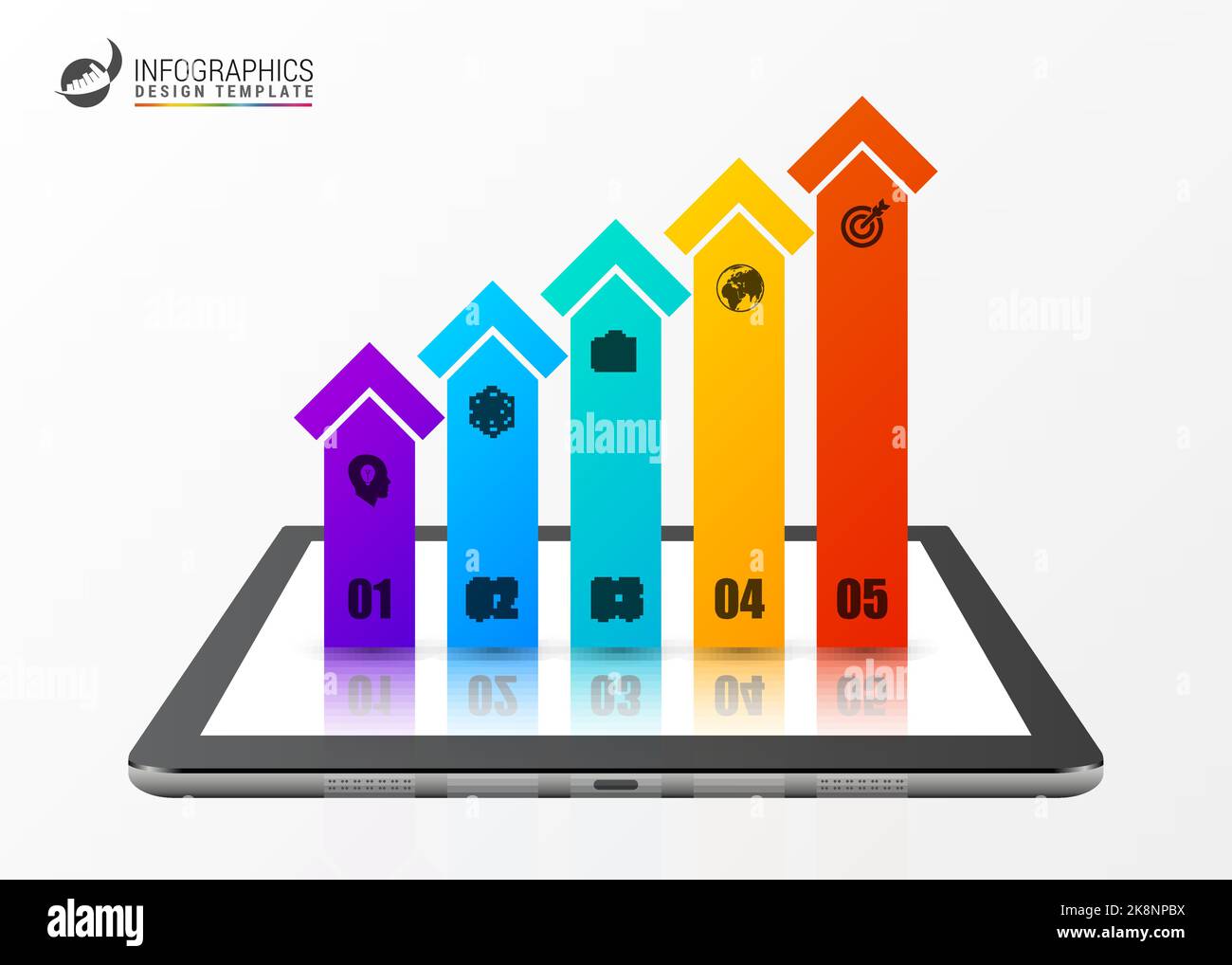 Modello di disegno infografico con frecce. Concetto aziendale. Illustrazione vettoriale Illustrazione Vettoriale