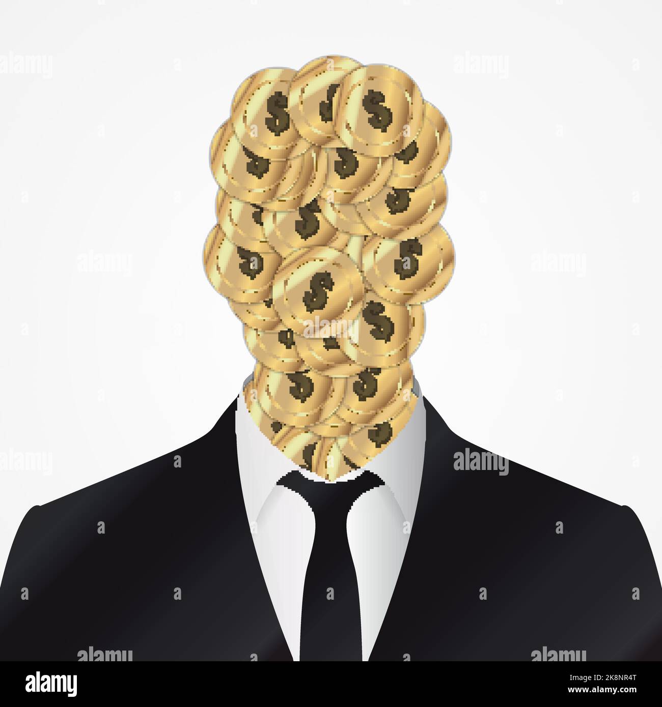 Uomo d'affari astratto. Testa fatta di monete. Illustrazione vettoriale Illustrazione Vettoriale