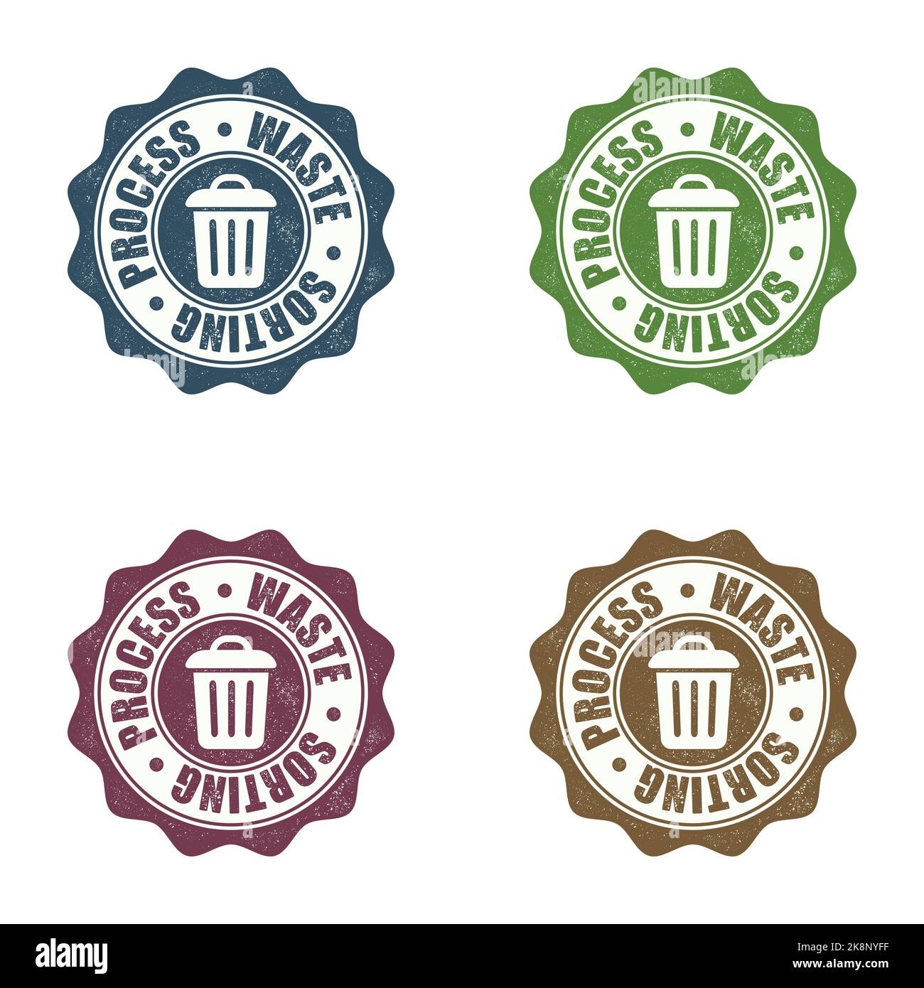 Set di guarnizioni per processo di smistamento rifiuti Illustrazione Vettoriale