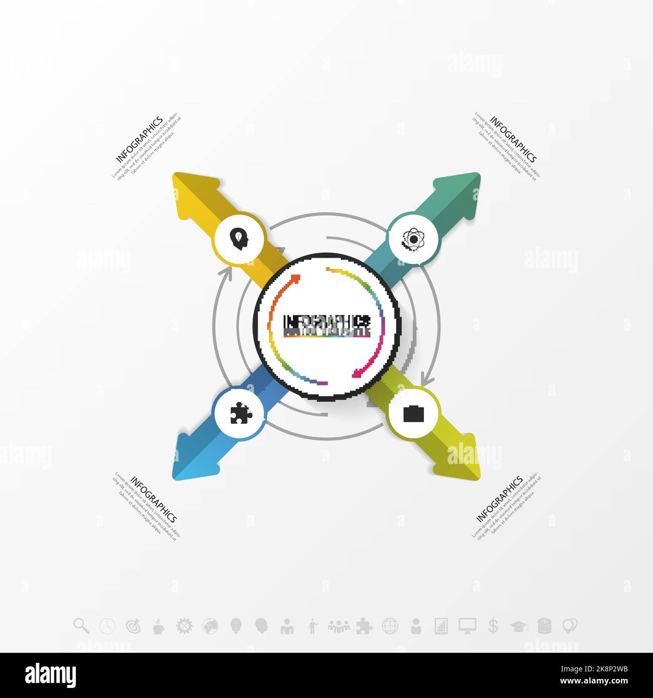 Modello per diagramma ciclico, grafico, presentazione e grafico rotondo. Concetto aziendale. Illustrazione vettoriale Illustrazione Vettoriale