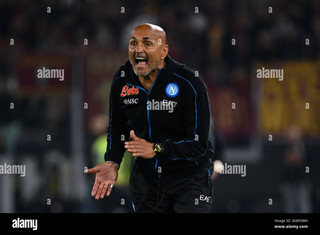 Roma, Italia. 23rd Ott 2022. Luciano Spalletti Coach (SSC Napoli) durante il Campionato Italiano di Calcio una partita del 2022/2023 tra AS Roma vs SSC Napoli allo Stadio Olimpico di Roma il 23 ottobre 2022. Credit: Independent Photo Agency/Alamy Live News Foto Stock