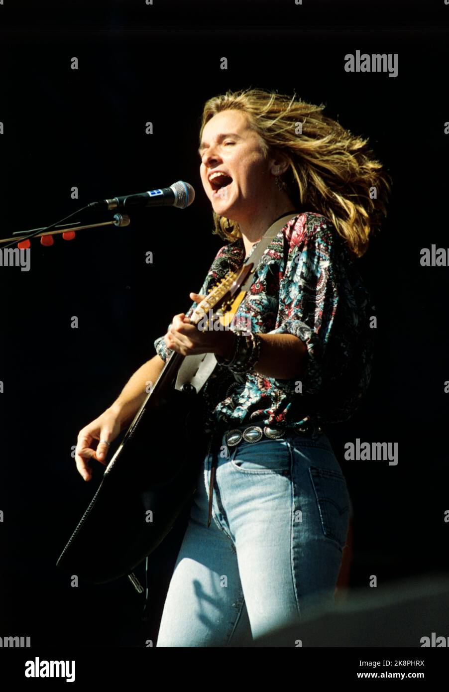 Oslo 19900701 artista americano Melissa Etheridge sul palco di Kalvøya. Foto. JON EEG / NTB / NTB Foto Stock