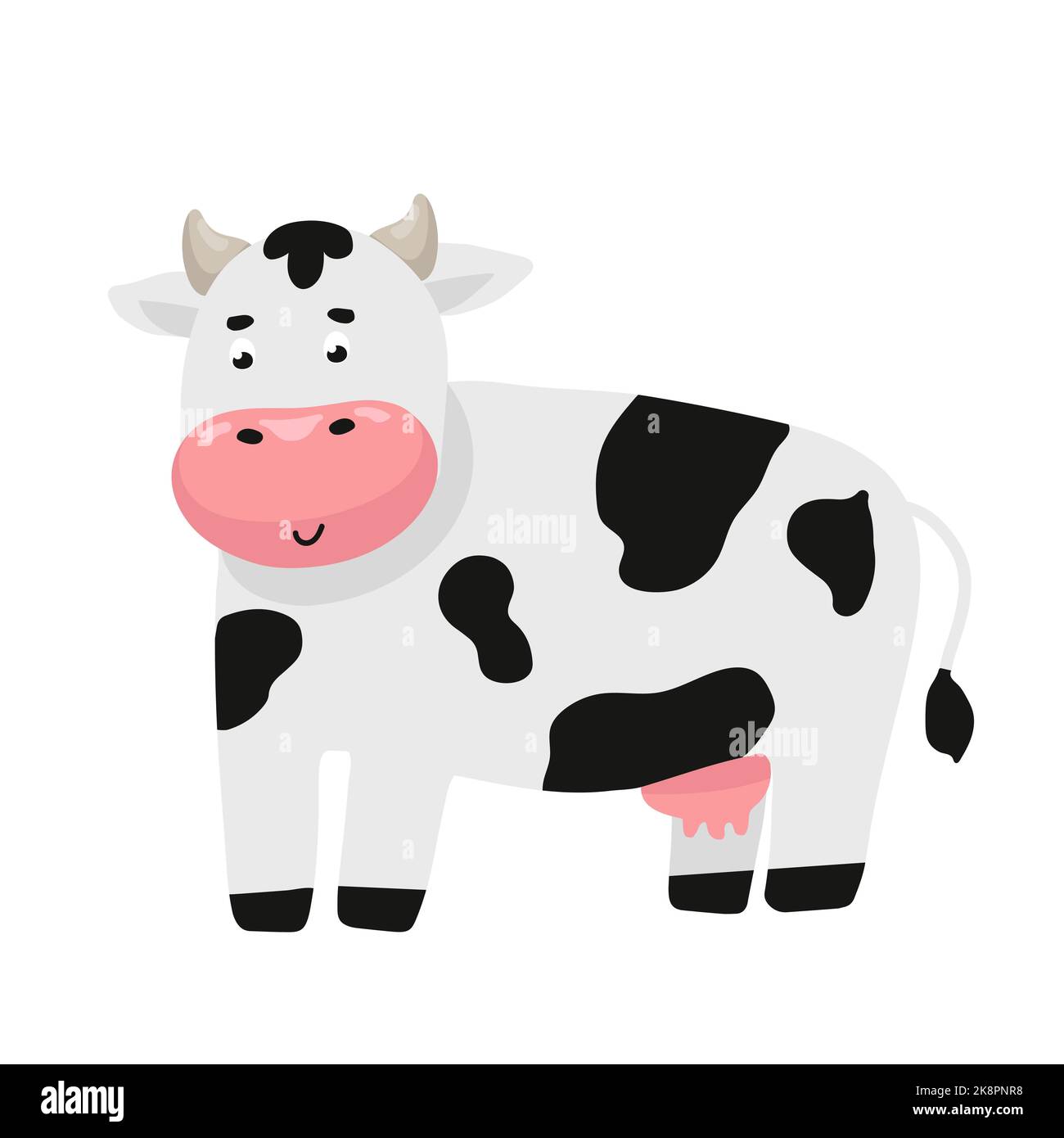 Carino cartoon mucca illustrazione poster sala bambini, baby vivaio, biglietto di auguri, abbigliamento Illustrazione Vettoriale