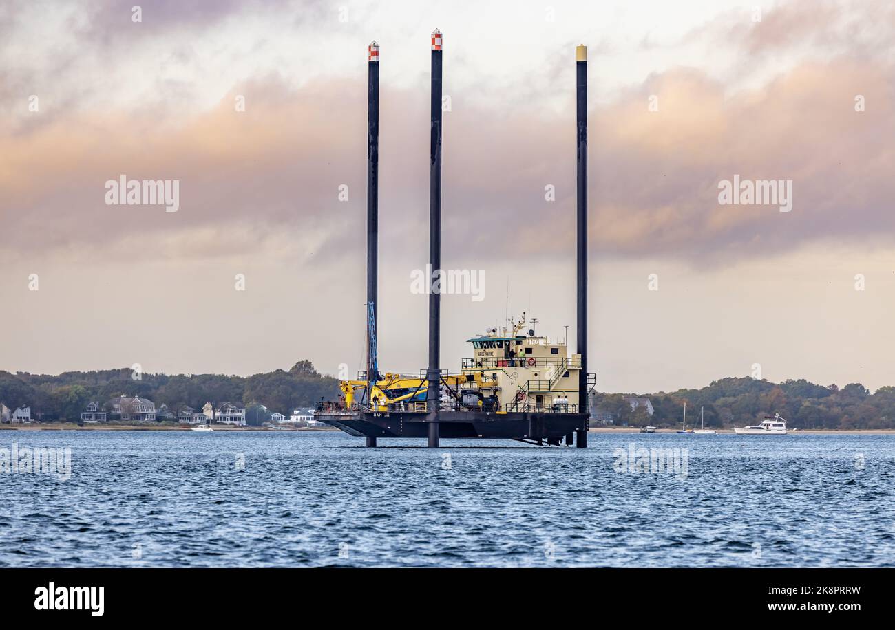 Veriozon's Boat, Ariete Marine, RAM VII al largo della costa di Greenport, NY Foto Stock