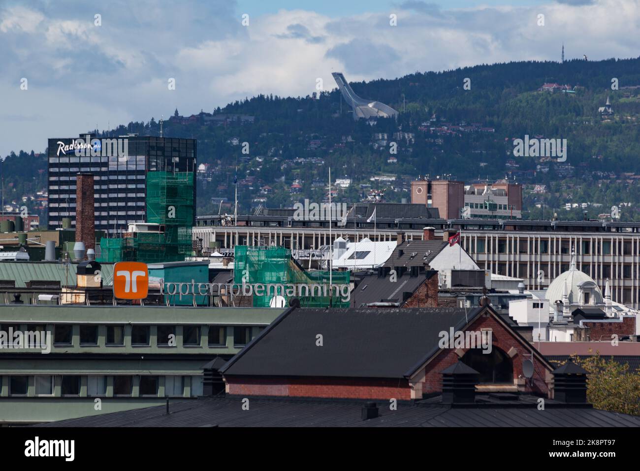 Lo skyline del centro storico di Oslo Foto Stock