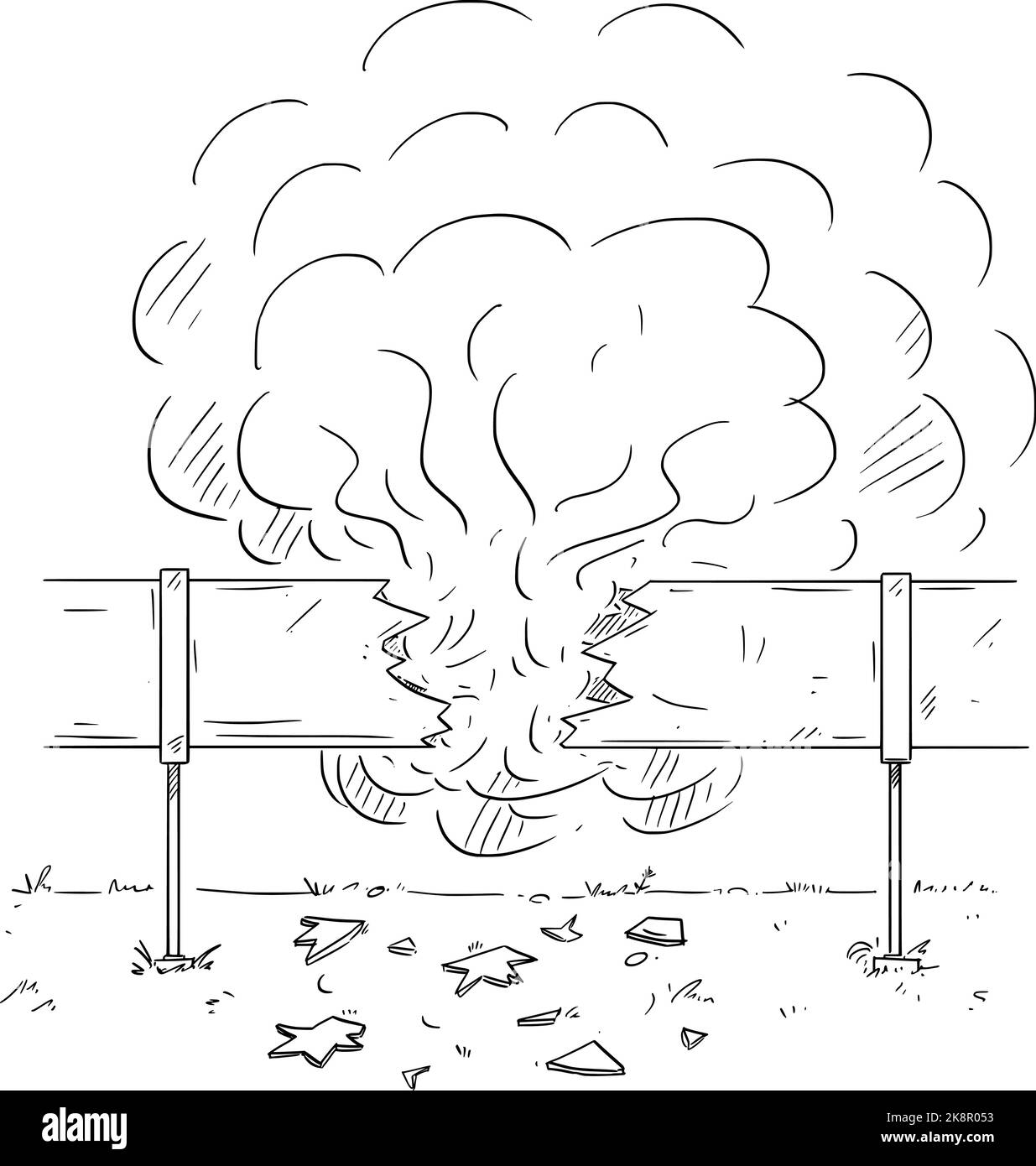 Tubazione del gas rotta, avambraccio vettoriale per cartoni animati Figura Illustrazione Illustrazione Vettoriale