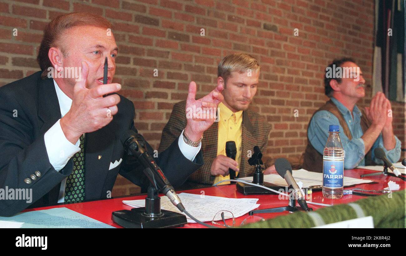 Moss 19970515: Jon Michelet (Rv) (t NTB-foto Rune Petter Ness / Scanfoto Incontri / Progress Party / Røv Alleanza elettorale Foto Stock