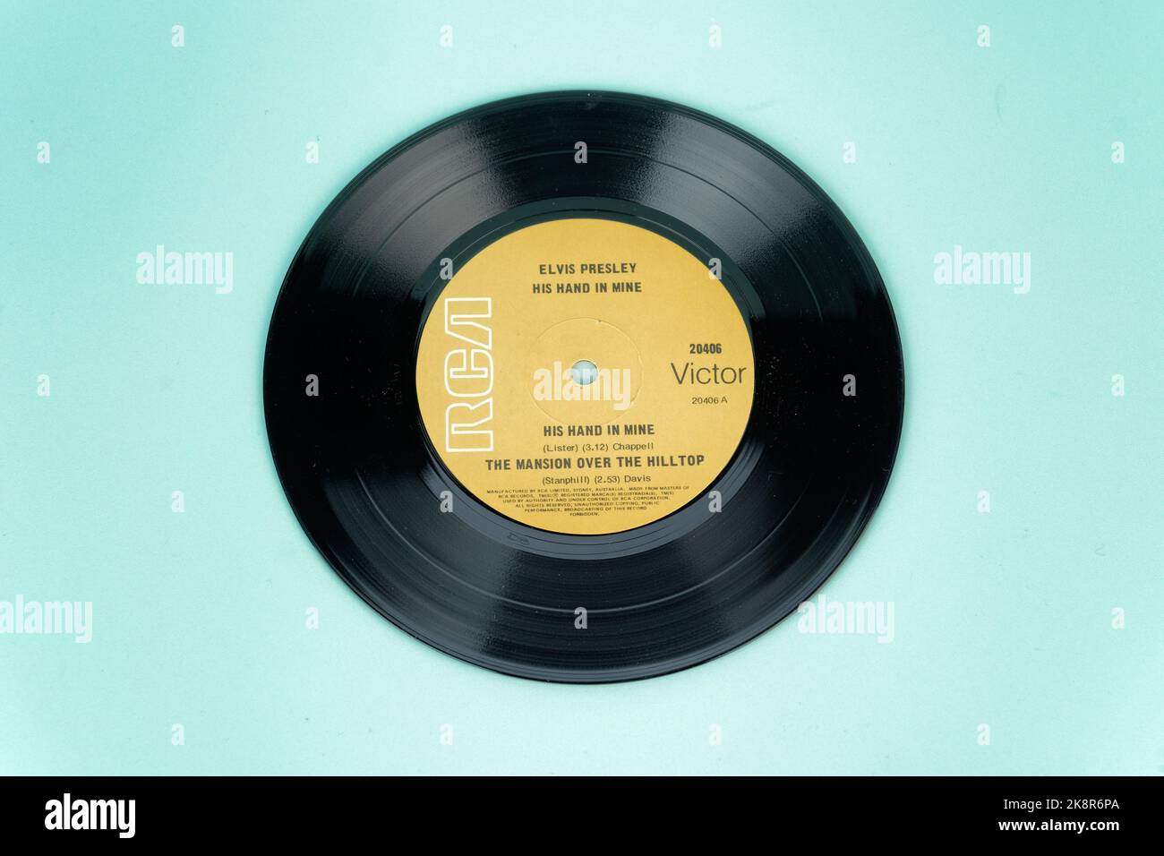 Gospel Extended Play EPle 'His His Hand in Mine' di Elvis Presley sull'etichetta RCA, disco in vinile da 7' 45rpm Foto Stock
