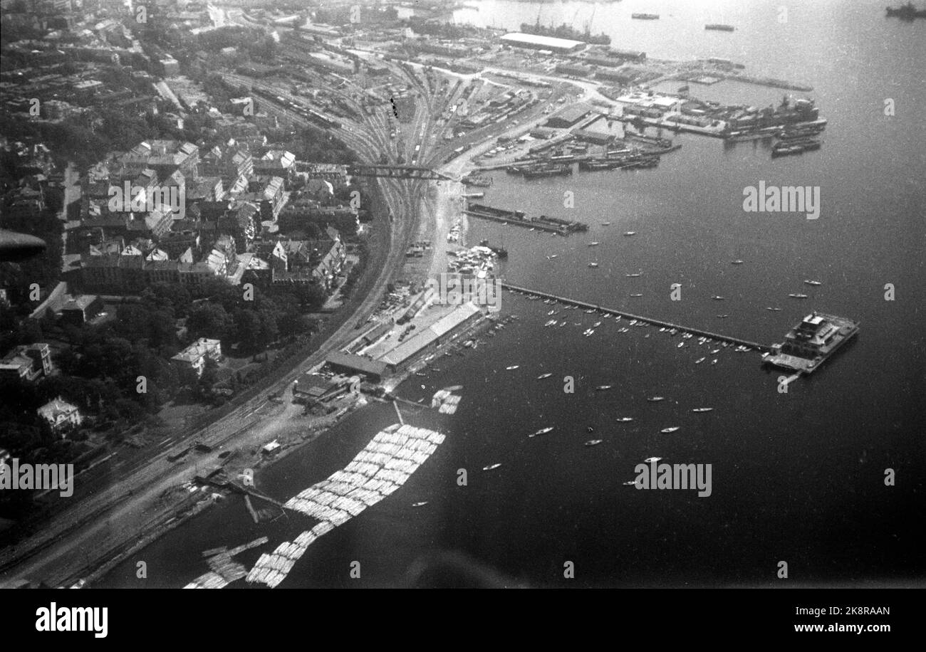 Oslo 10460731 Panoramica foto / foto aerea sul porto di Oslo, Frognerstranda verso l'area delle Filippine. Marina, lenti in legno e Th. Fuori in acqua: Ristorante King. Foto: NTB / NTB Foto Stock