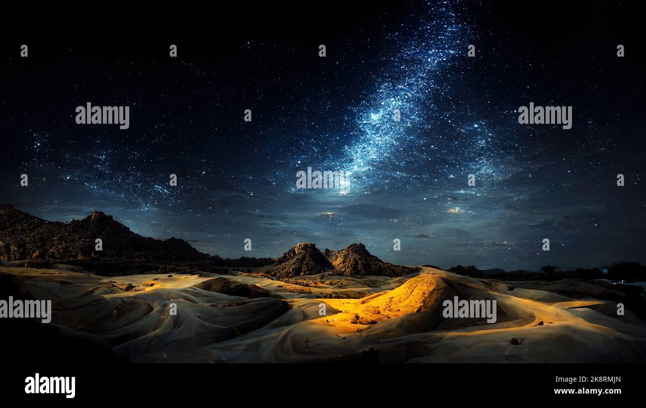 Via Lattea nel deserto Tabuk-Arabia Saudita. Foto Stock