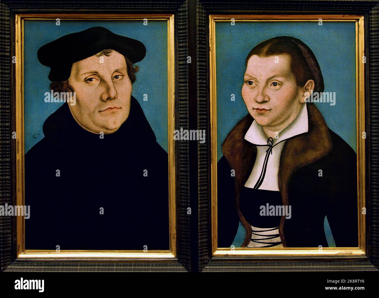 Ritratti di Martin Lutero e Katherina Bora 1529 laboratorio di Lucas Cranach il Vecchio (1472–1553) Lucas Cranach , Lutherstadt, Wittenberg, tedesco, pittore, Cassetto, stampatore e pittore di corte, Germania. Foto Stock