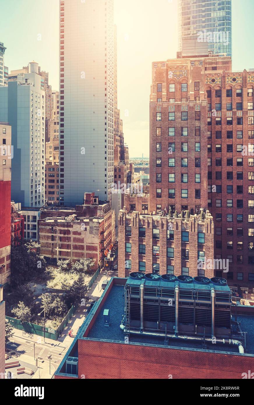 Foto in tonalità di colore dell'architettura di New York City, Manhattan, USA. Foto Stock