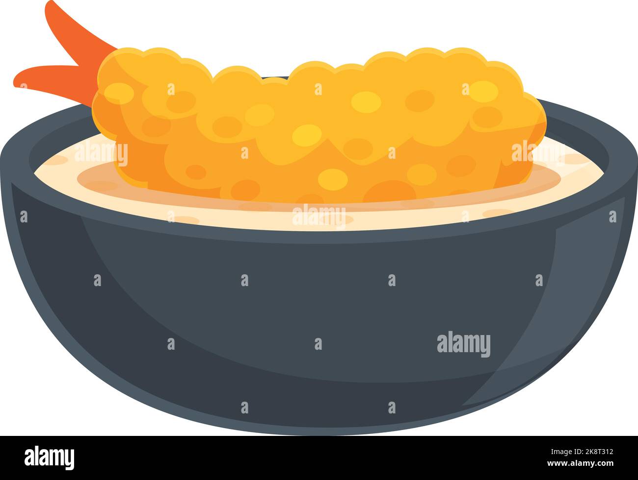 Icona curry tempura vettore cartoon. Cucina fritta. Piatto di gamberi Illustrazione Vettoriale