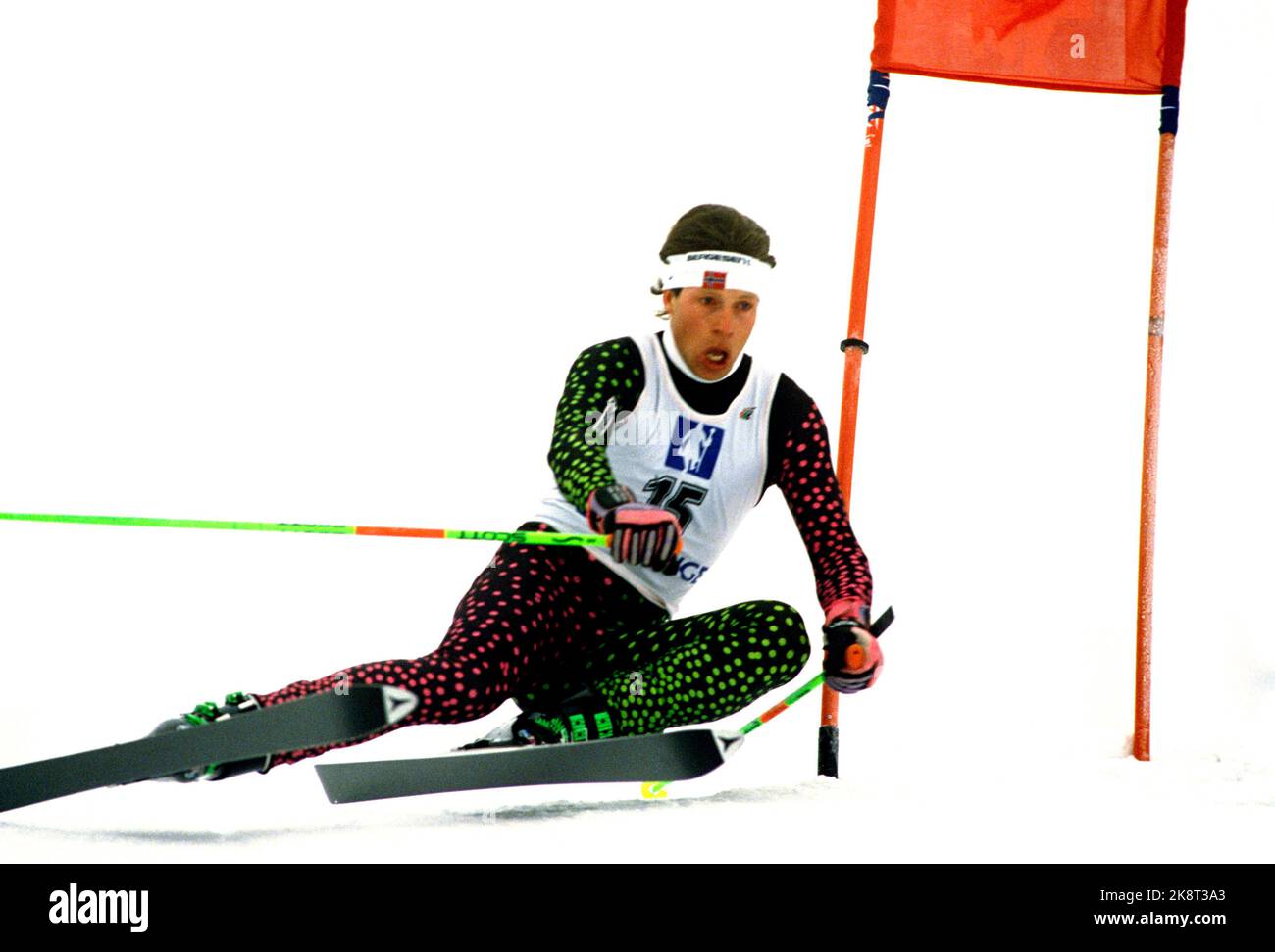 Varingskollen 17 febbraio 1990. Lasse Kjus durante il NM ad Aplint. Foto; Tor Richardsen / NTB Foto Stock