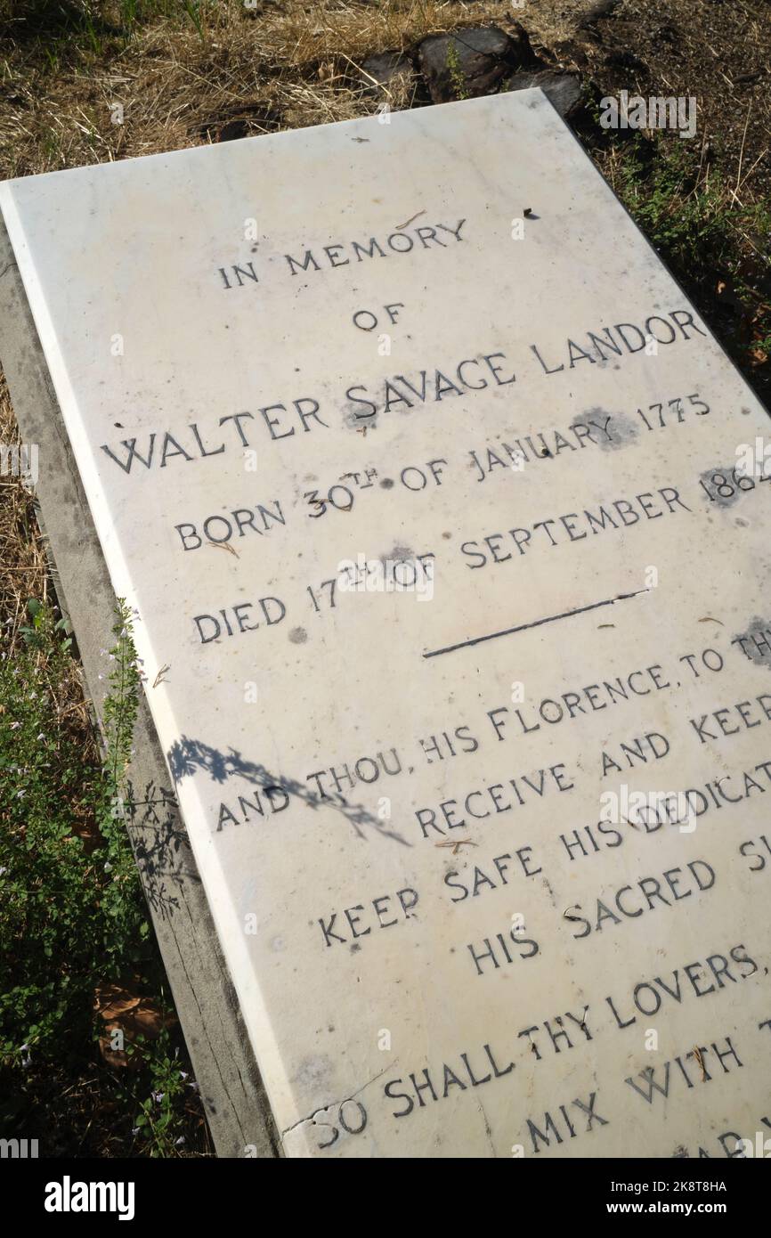 Tomba di Walter Savage Landor nel Cimitero inglese di Firenze Foto Stock