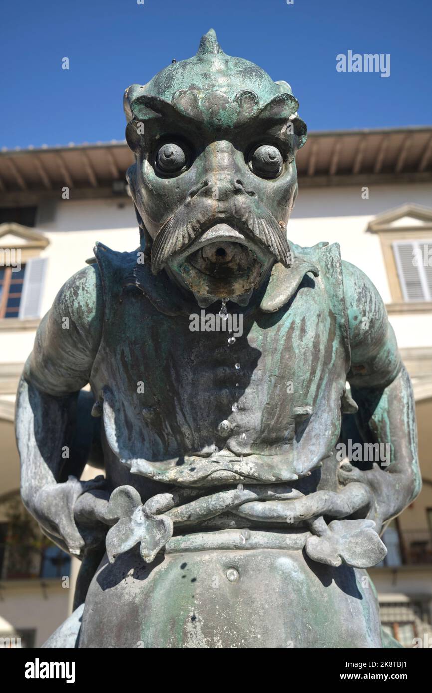 Mostri di bronzo di Pietro Tacca sulle Fontani dei Mostri Marini in Piazza della Santissima Annunziata a Firenze Foto Stock