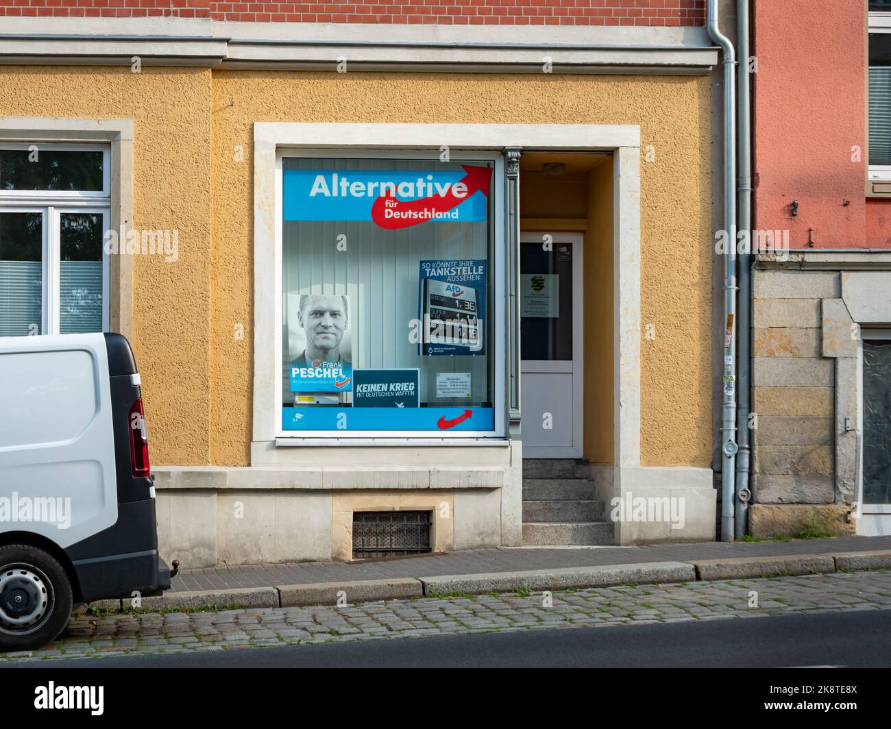 Ufficio festa della AFD in città. Servizio del partito politico conservatore alternative für Deutschland (alternativa per la Germania). Foto Stock