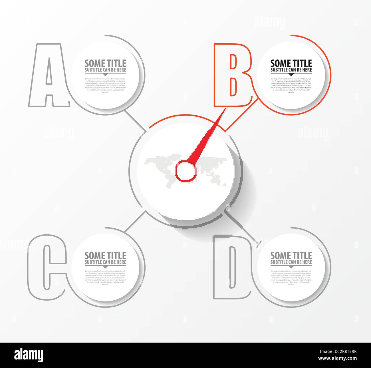 Modello di progettazione infografica. Concetto creativo in 4 fasi Illustrazione Vettoriale