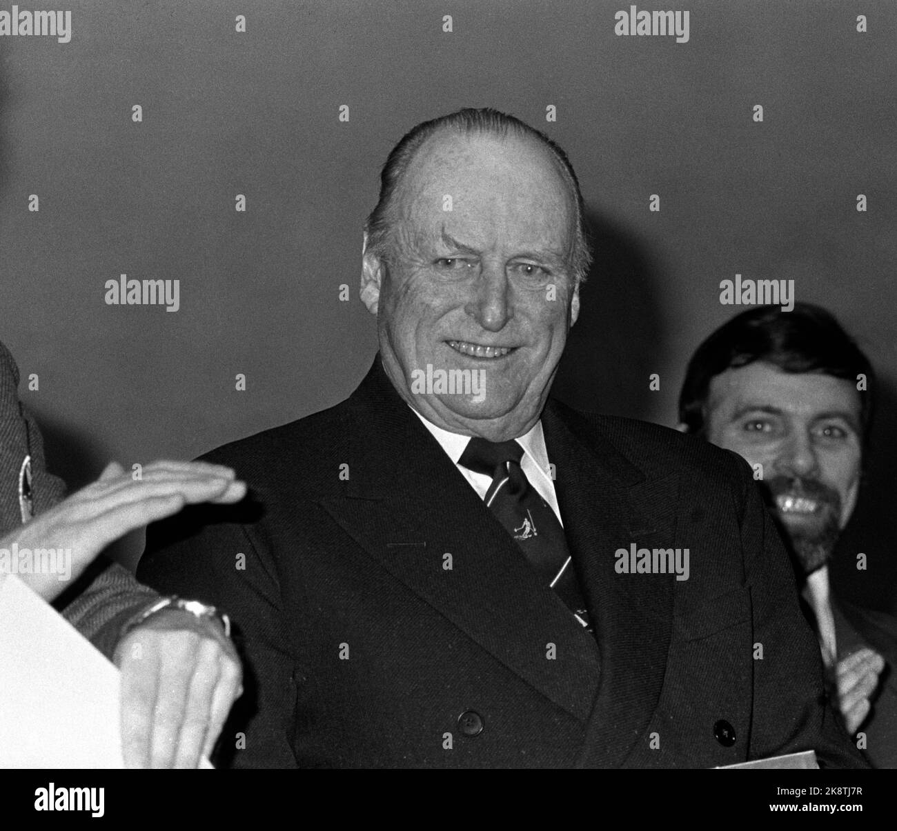 Tromsø febbraio 6, 1985. Re Olav in visita a Tromsø. Foto: NTB / NTB Foto Stock
