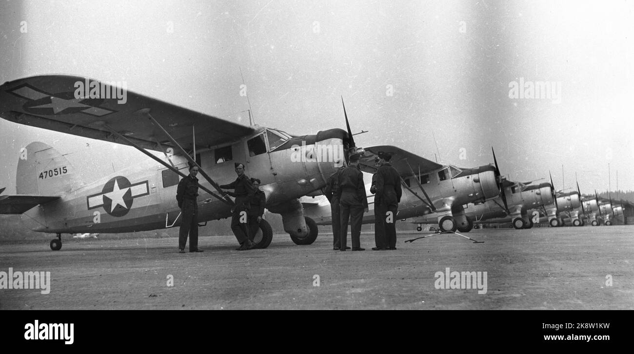 L'aereo militare degli Stati Uniti Oslo 19450525 si trova all'aeroporto. Foto: Langemyr / NTB *** Foto non elaborata ***** Foto Stock