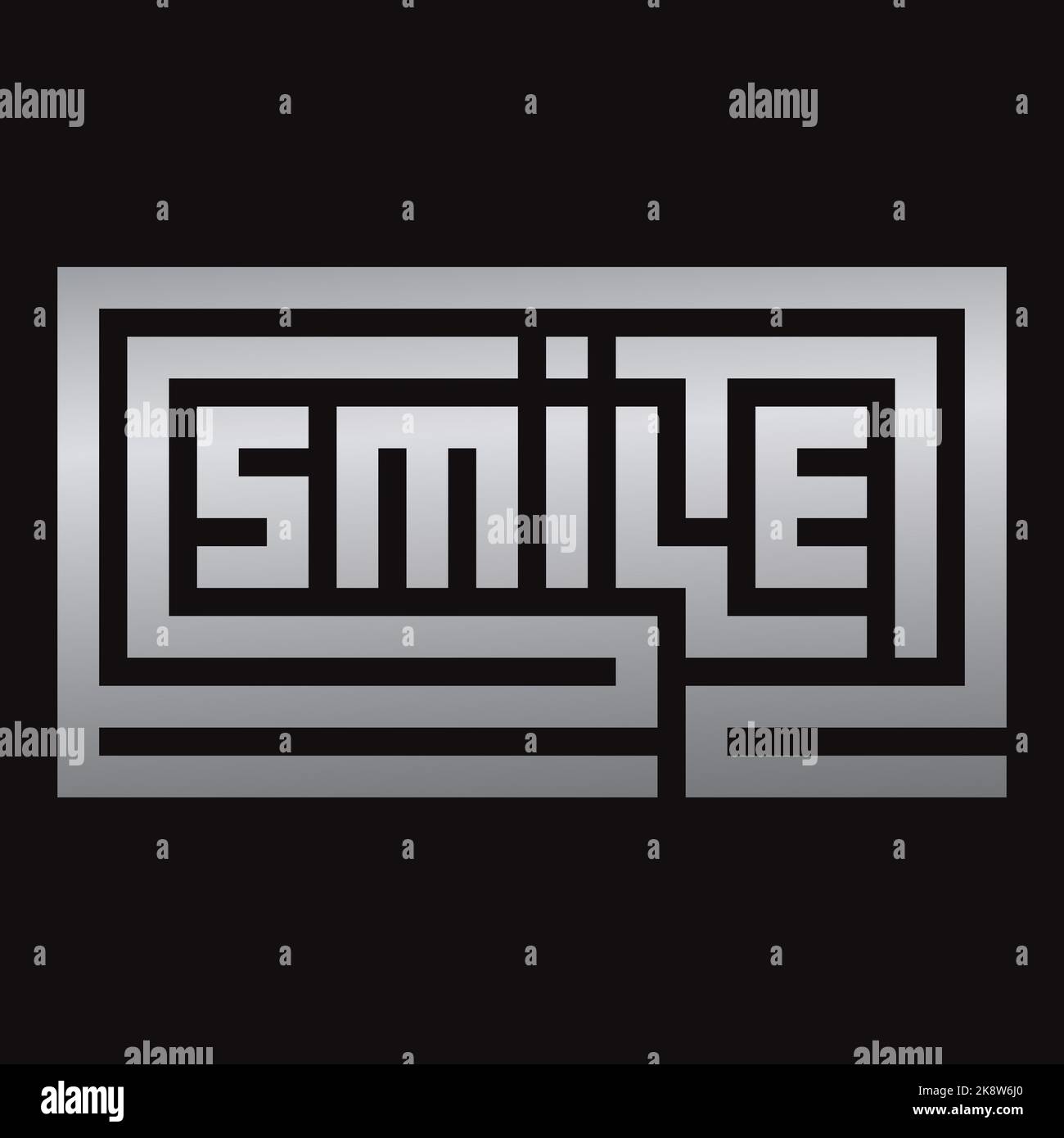 Smile lettering labirinto Typography disegno Vector Illustrazione. Modificabile, ridimensionabile, EPS 10, illustrazione vettoriale. Illustrazione Vettoriale