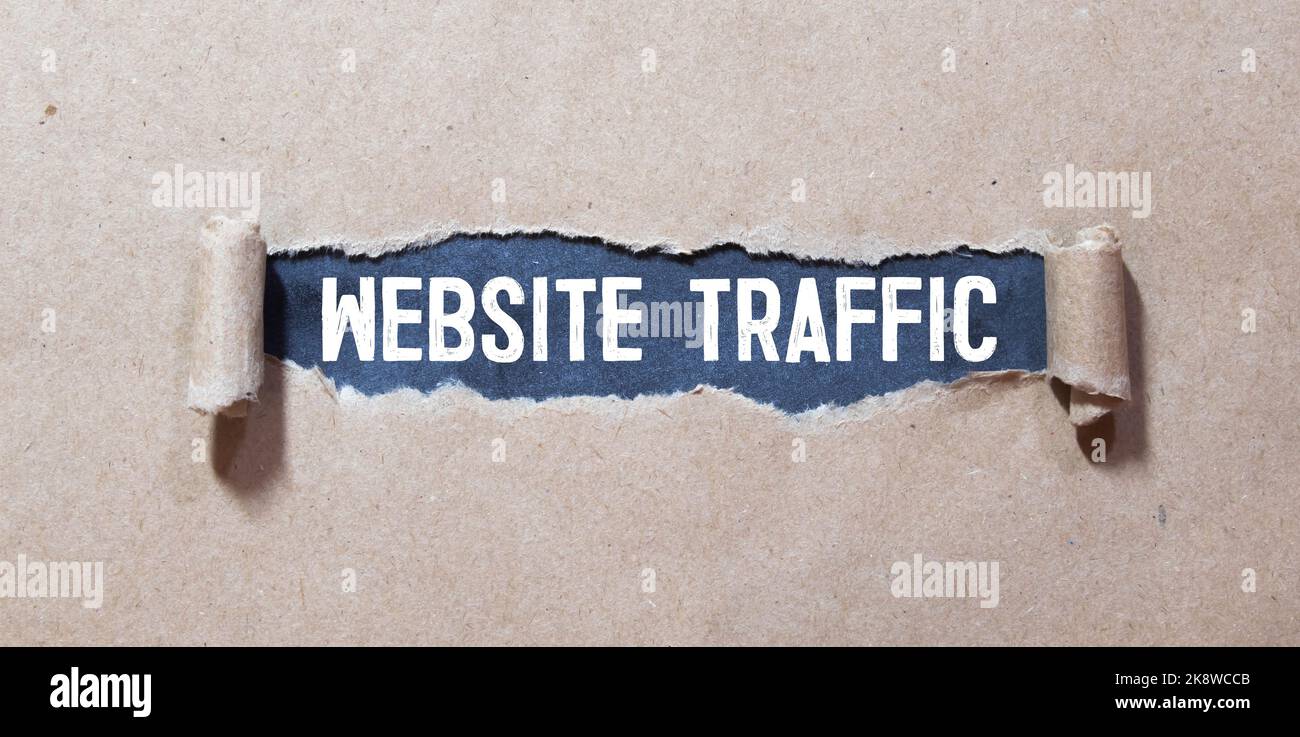 Nota di memoria scritta con testo TRAFFICO SITO web isolato su sfondo verde. Foto Stock