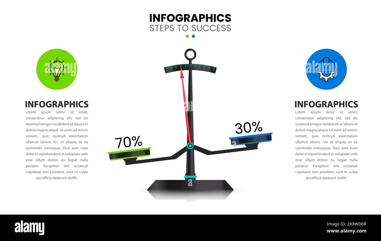 Modello di progettazione infografica. Concetto creativo in 2 fasi. Può essere utilizzato per il layout del flusso di lavoro, il diagramma, il banner, il webdesign. Illustrazione vettoriale Illustrazione Vettoriale