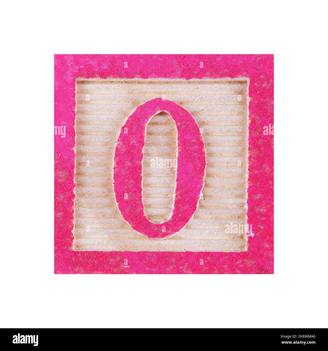 Numero 0 blocco di legno zero childs su bianco con percorso di ritaglio Foto Stock