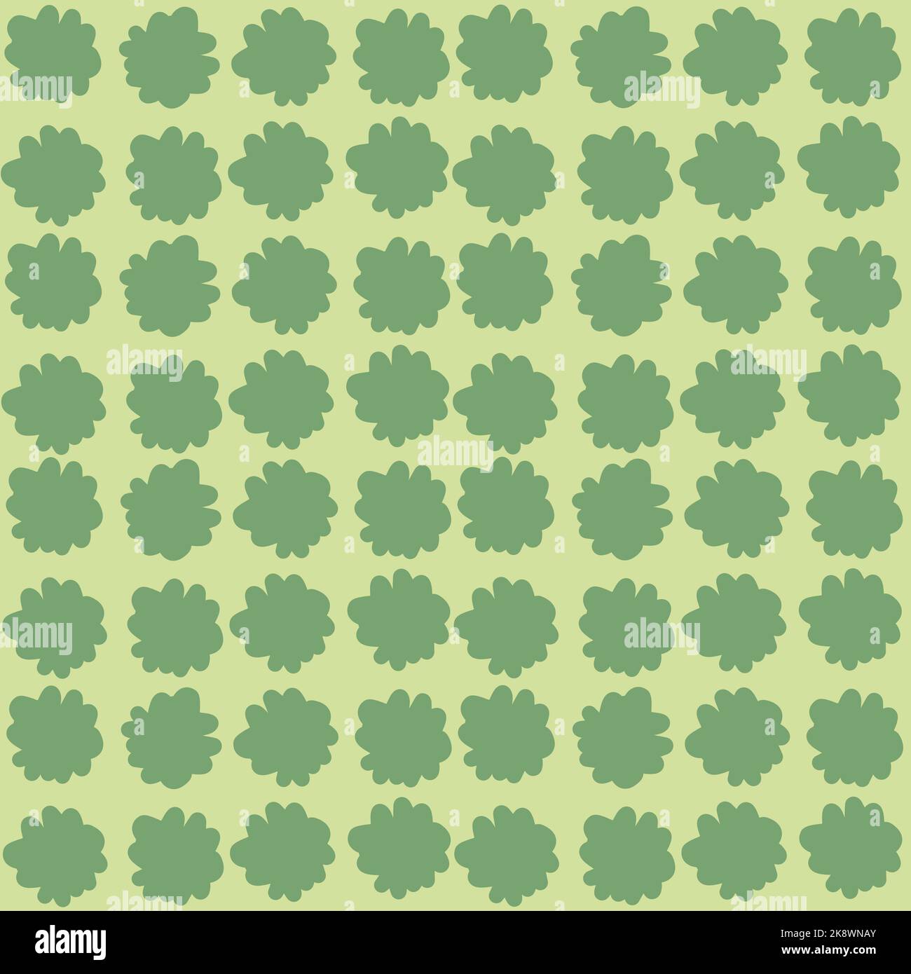Disegno a mano senza cuciture con forma irregolare di cerchio di colore verde su sfondo verde chiaro. Stampa dotata. Foto Stock