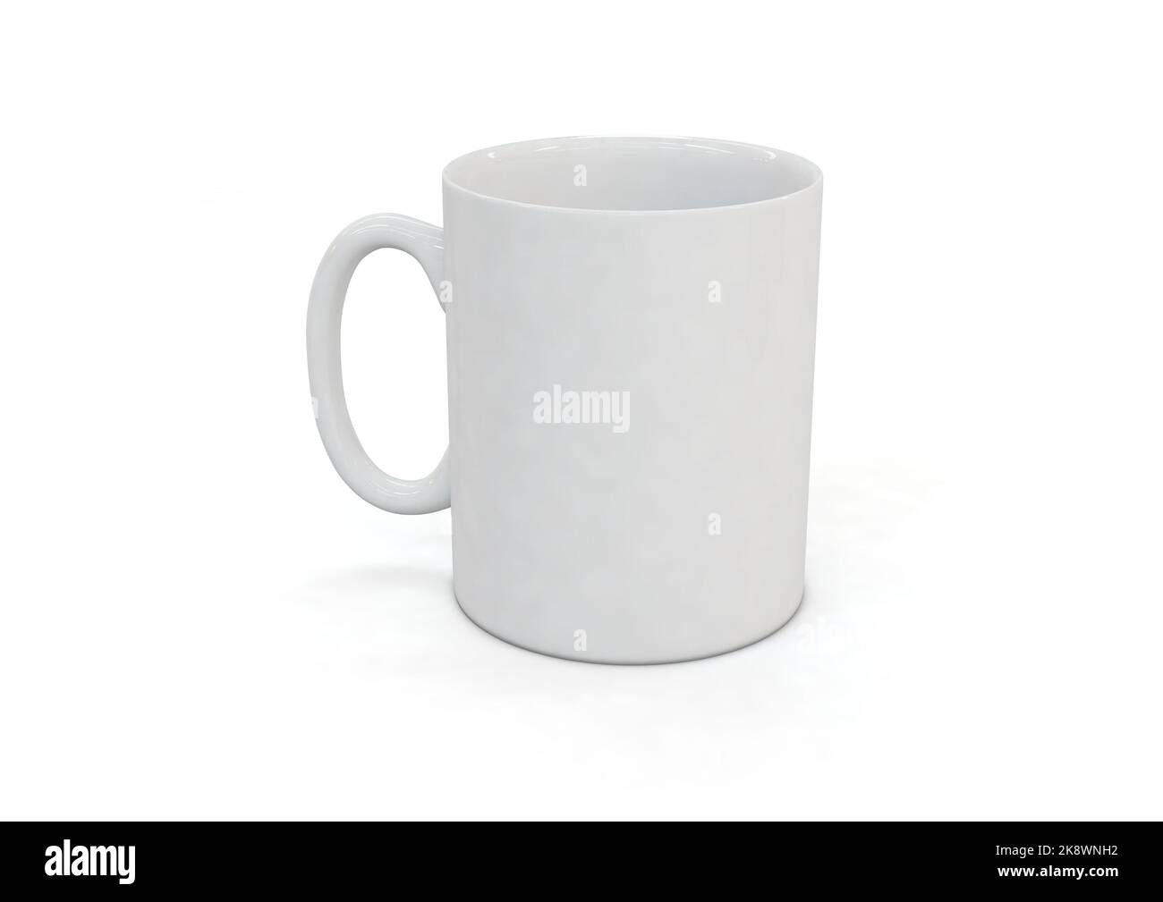 3D illustrazione di una tazza bianca per la personalizzazione. Tazza vuota mockup. Foto Stock
