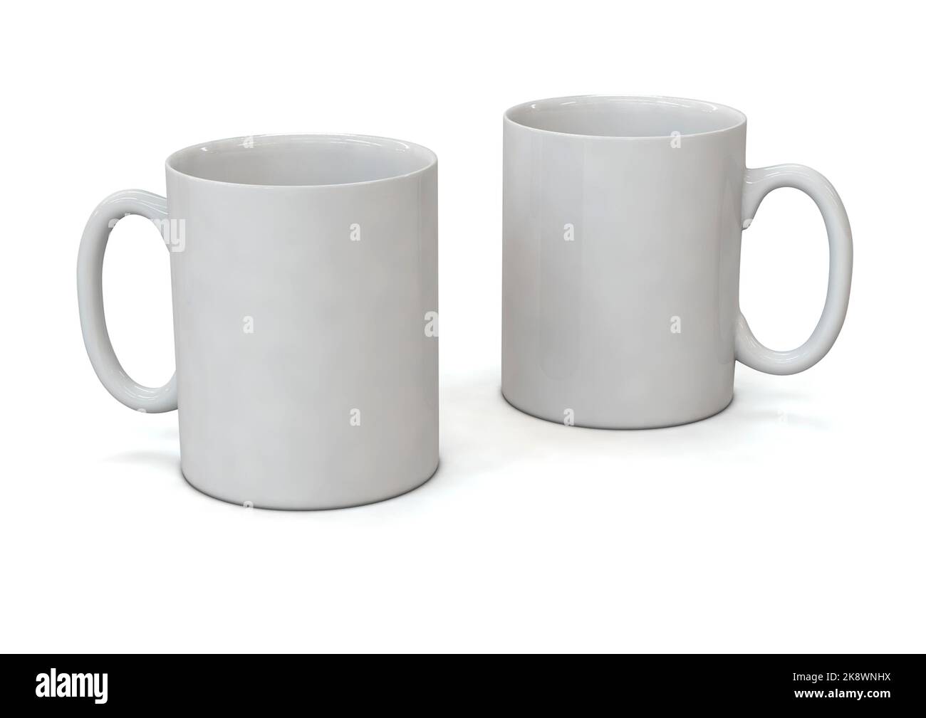 3D illustrazione di una tazza bianca per la personalizzazione. Tazza vuota mockup. Foto Stock
