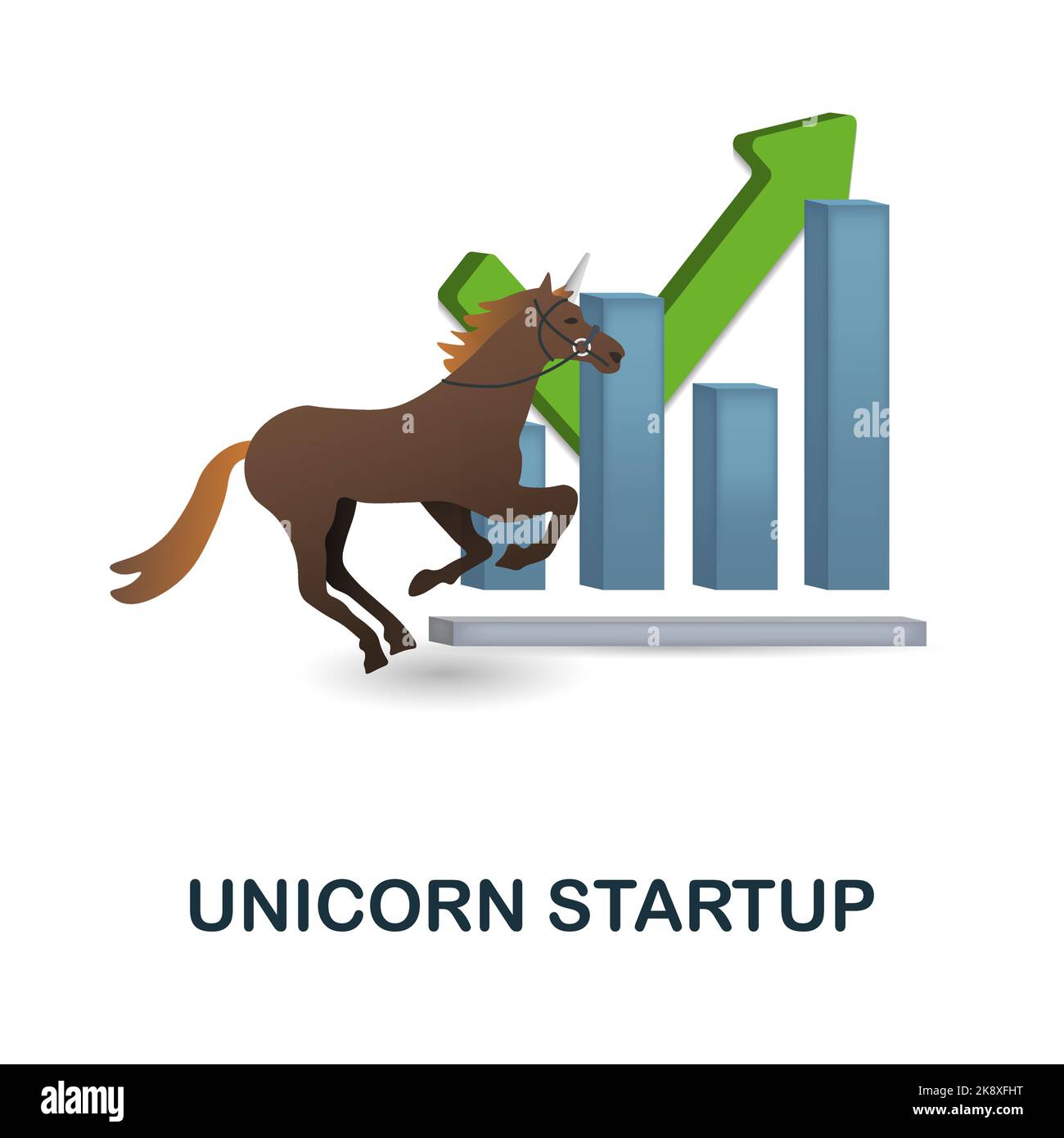 Icona Avvio Unicorn. 3d illustrazione dalla collezione fintech del settore. Creative Unicorn Startup 3D icona per web design, modelli, infografiche e. Illustrazione Vettoriale