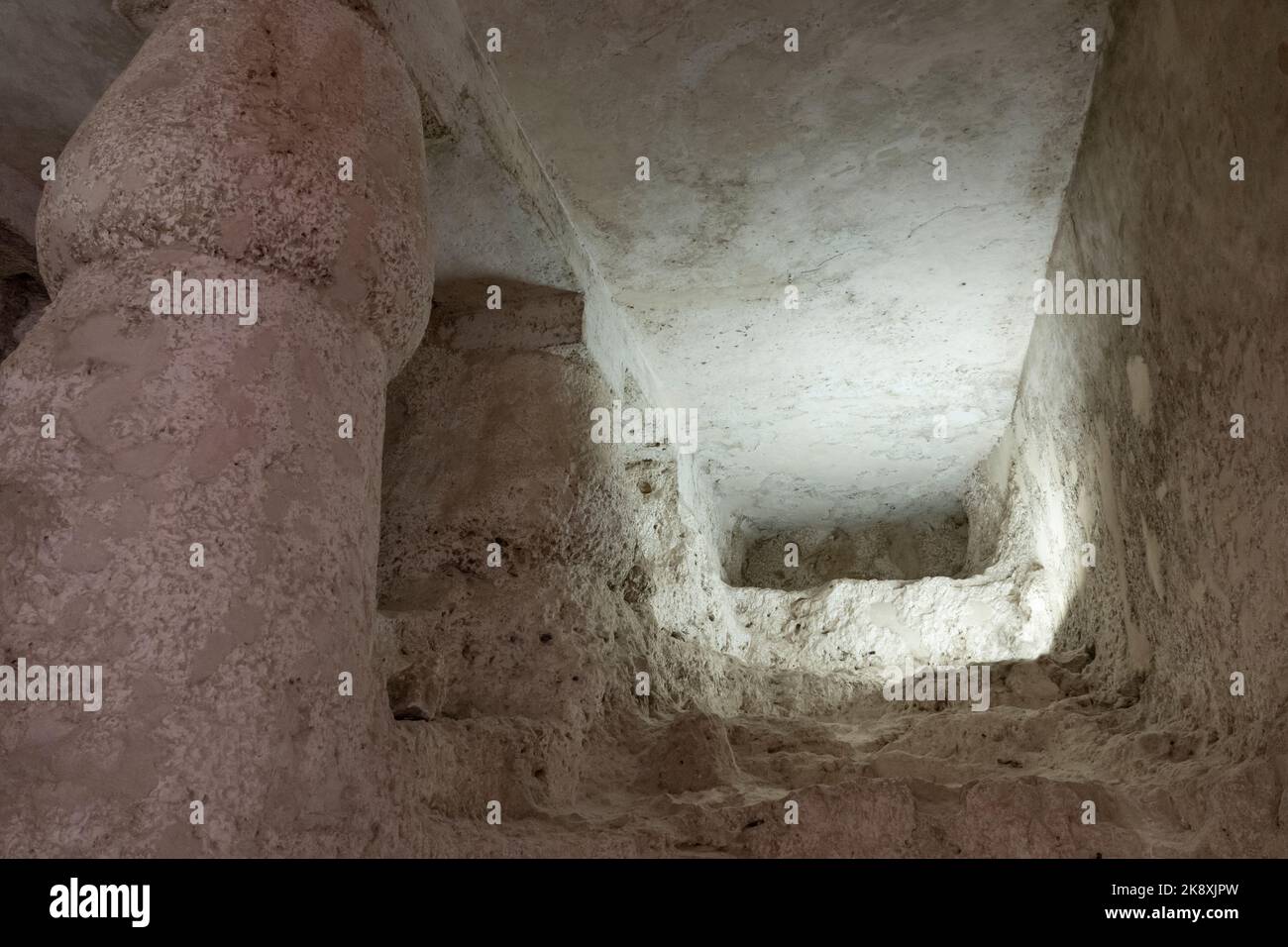Interno della Tomba Meridionale di Ay a Tel el-Amarna mostra la costruzione in corso Foto Stock