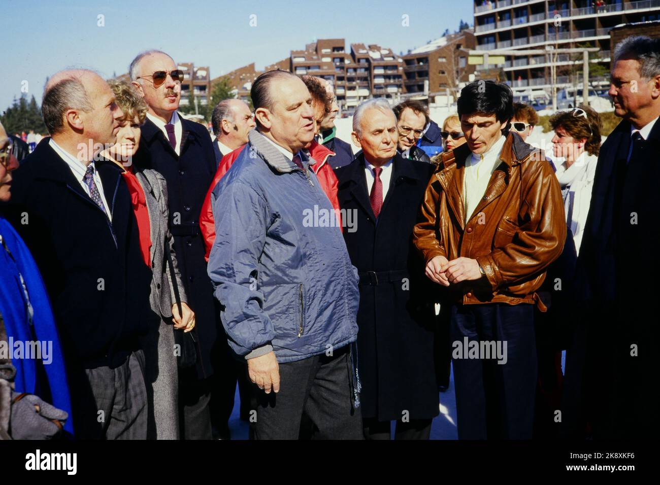 Campagne di Raymond barre per le elezioni presidenziali francesi, Correncon en Vercors, Francia, 1988 Foto Stock