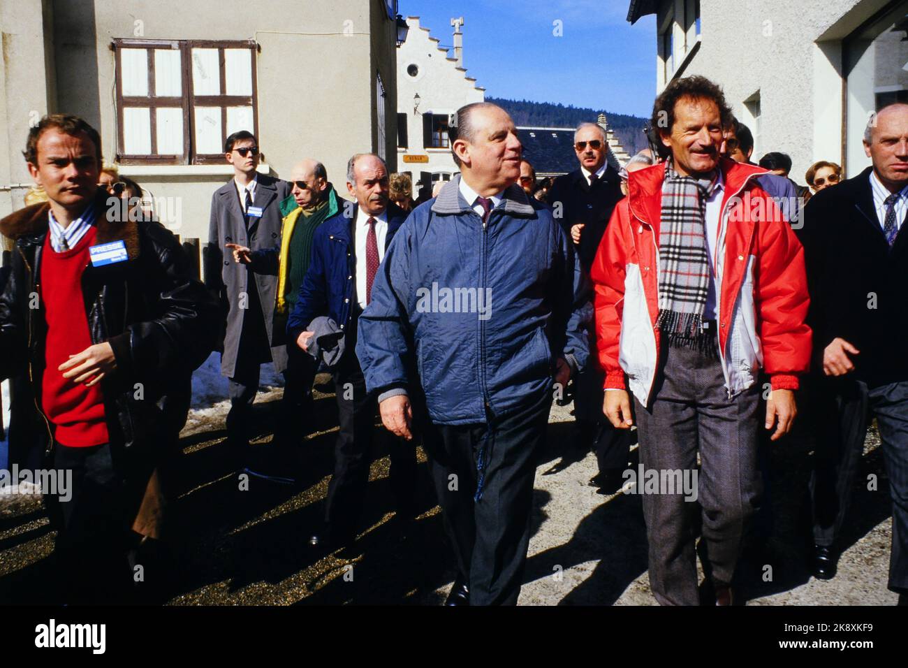 Campagne di Raymond barre per le elezioni presidenziali francesi, Correncon en Vercors, Francia, 1988 Foto Stock