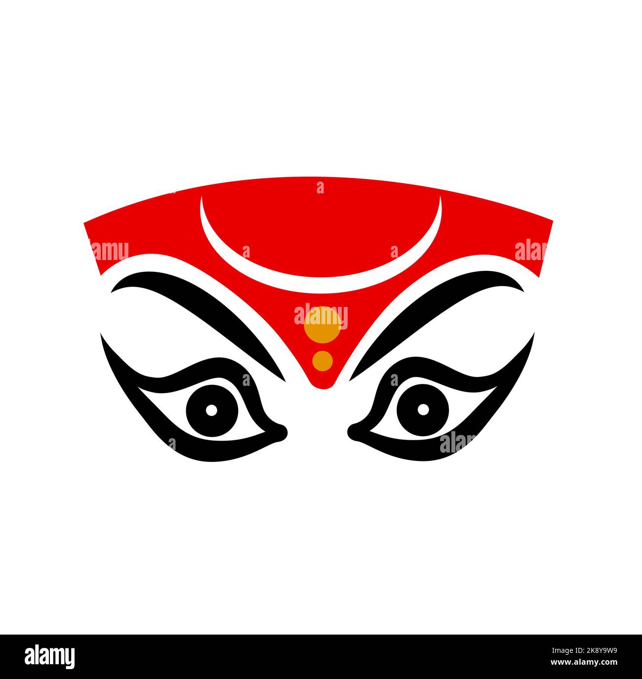 Lord durga Face icona. Shakti occhi simbolo . Illustrazione Vettoriale