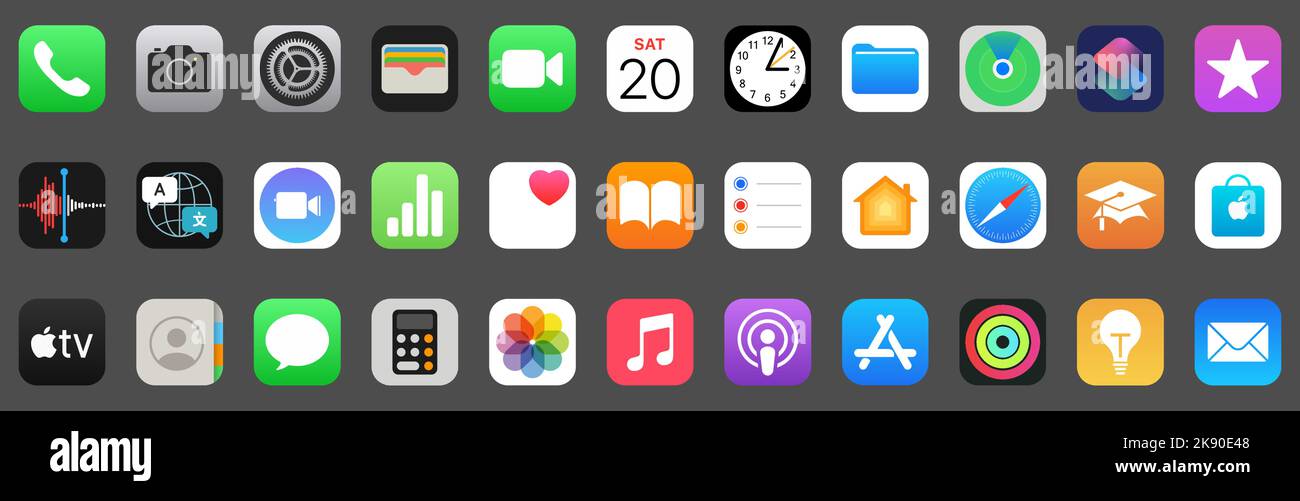 Set di icone delle app Apple. Illustrazione editoriale vettoriale Illustrazione Vettoriale