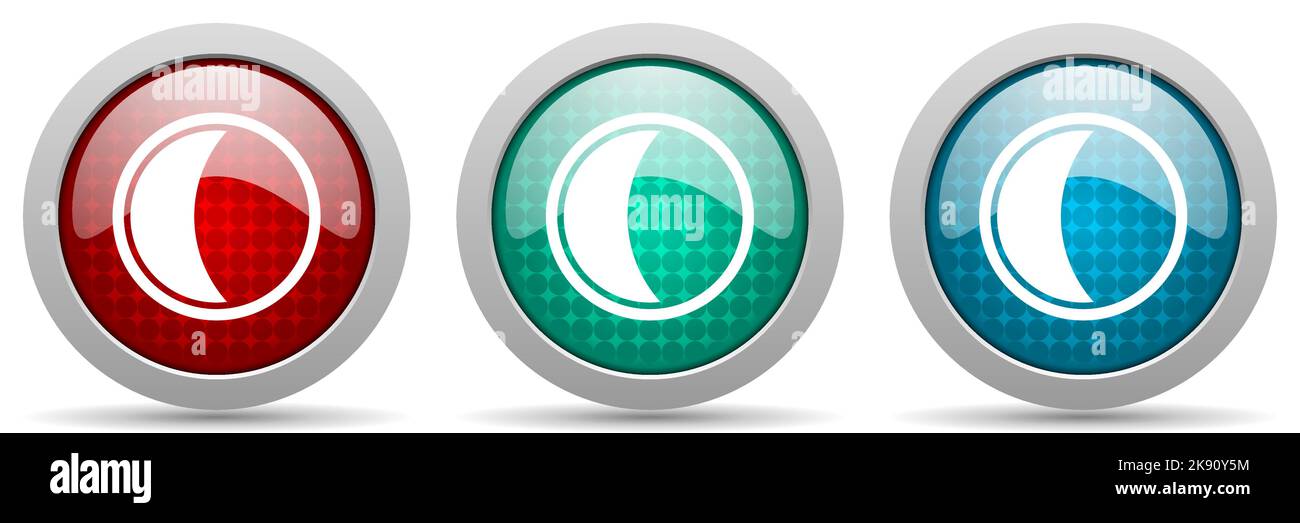 Set di icone Moon Vector, collezione di pulsanti Web lucidi Illustrazione Vettoriale