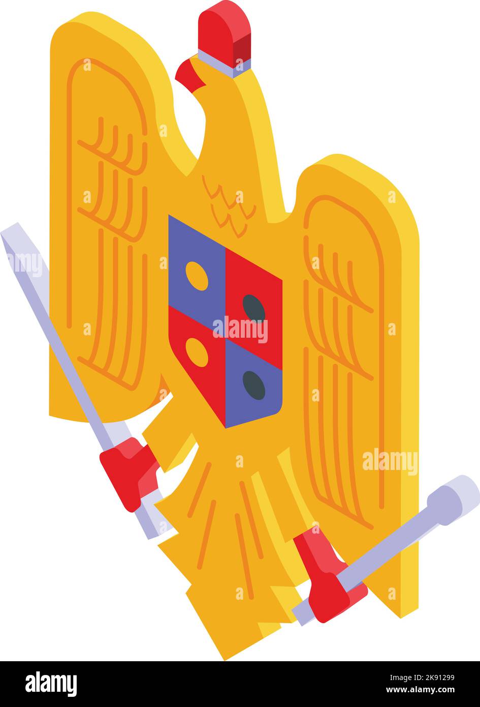 Simbolo Romania icona vettore isometrico. Mappa rumena. Paese di viaggio Illustrazione Vettoriale