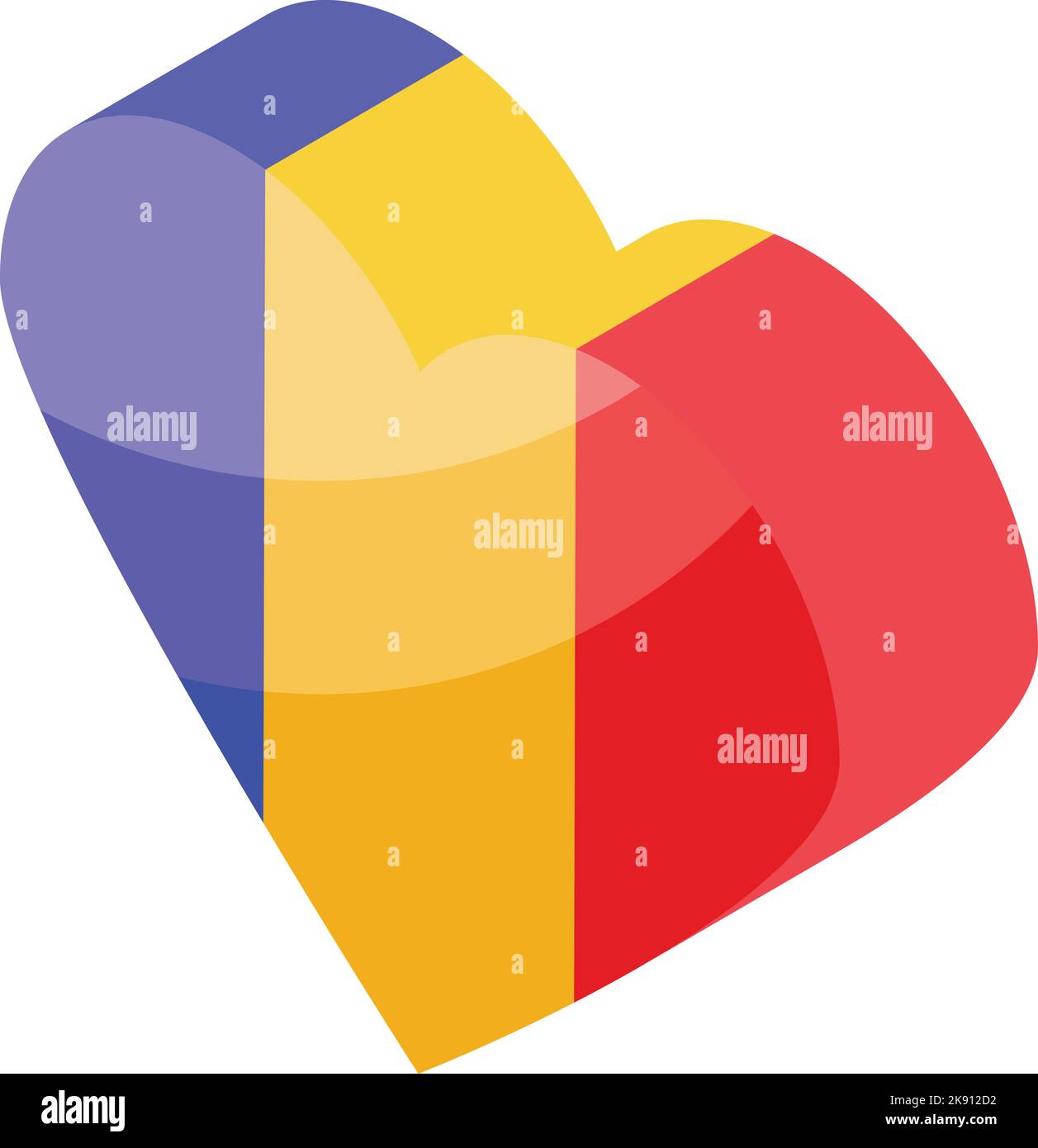 Vettore isometrico dell'icona del cuore della bandiera della Romania. Viaggio in Romania. Arch tradizione Illustrazione Vettoriale