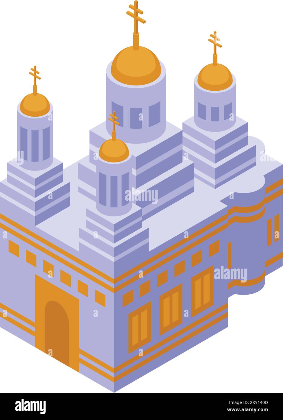 Romania chiesa icona vettore isometrico. Bandiera rumena. Castello paese Illustrazione Vettoriale