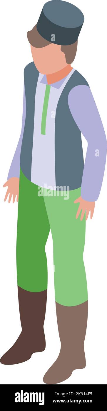 Romeno ragazzo icona vettore isometrico. La tradizione rumena. Paese di viaggio Illustrazione Vettoriale