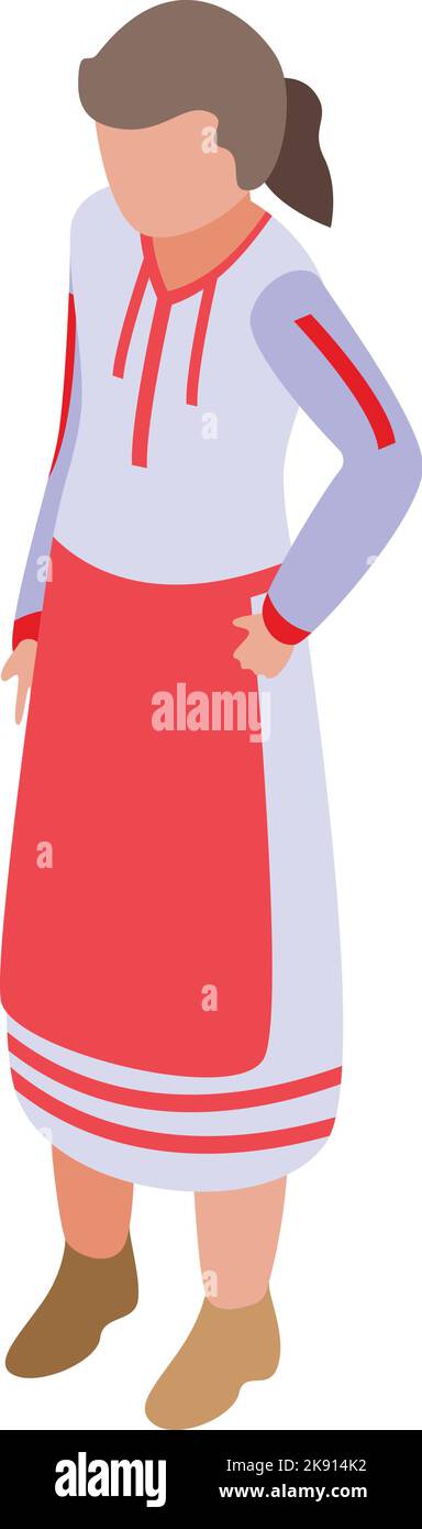 Donna rumena icona vettore isometrico. Viaggio in Romania. Turismo di vacanza Illustrazione Vettoriale