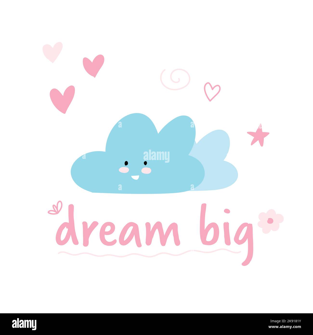carino carta dolci sogni, Buona notte. sogno grande Illustrazione Vettoriale