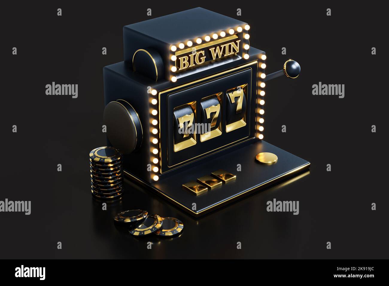 3D slot machine per il rendering di grandi vincite Foto Stock