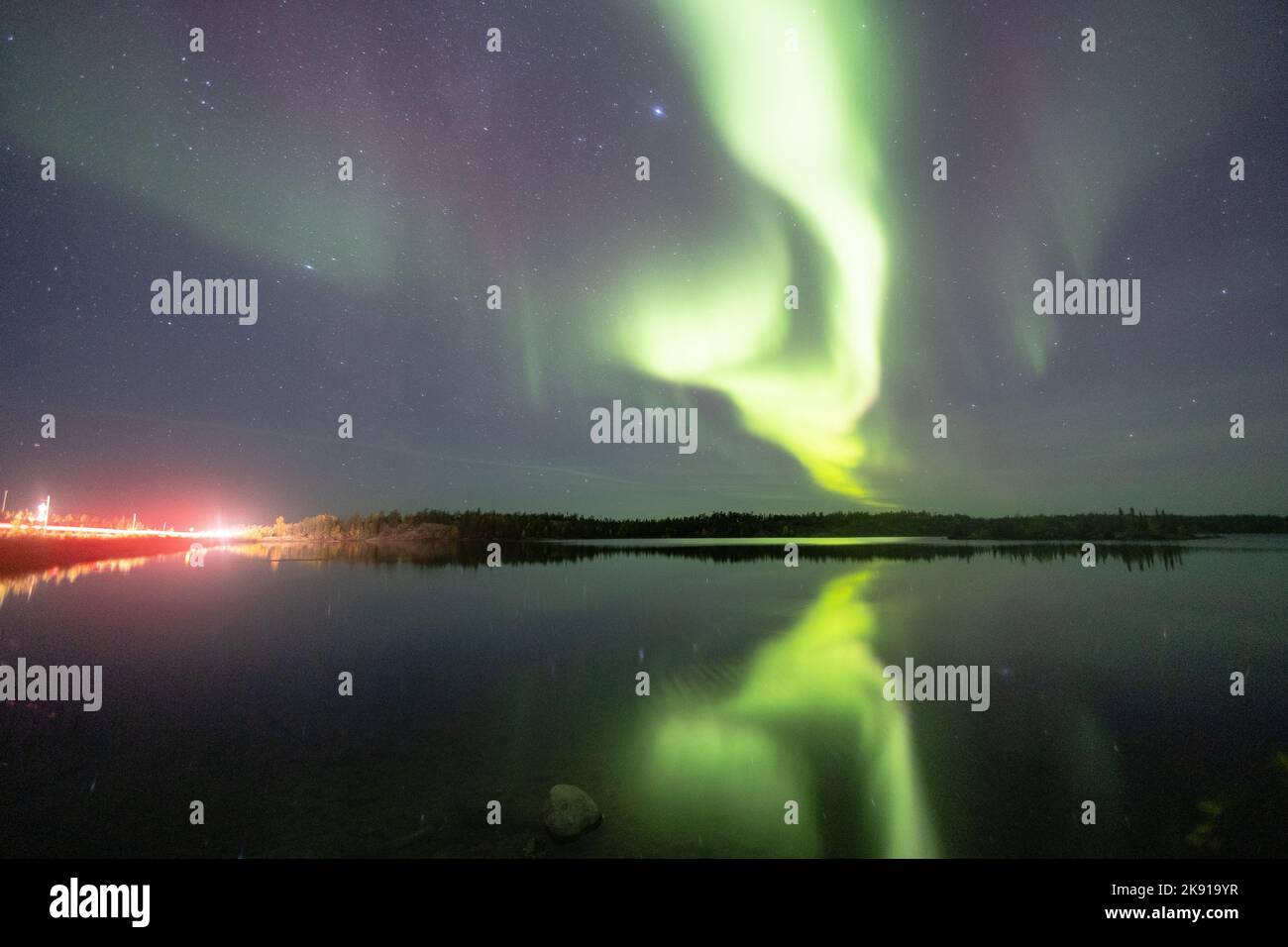 Luce settentrionale in Yellowknife Foto Stock