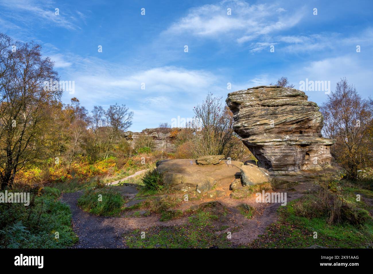 Brimham Rocks, vicino Harrogate, North Yorkshire, Inghilterra, Regno Unito Foto Stock