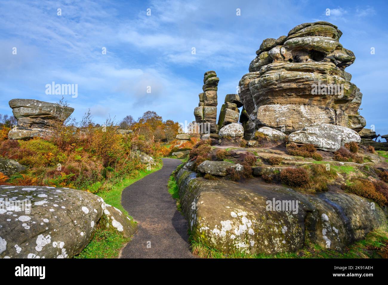 Brimham Rocks, vicino Harrogate, North Yorkshire, Inghilterra, Regno Unito Foto Stock