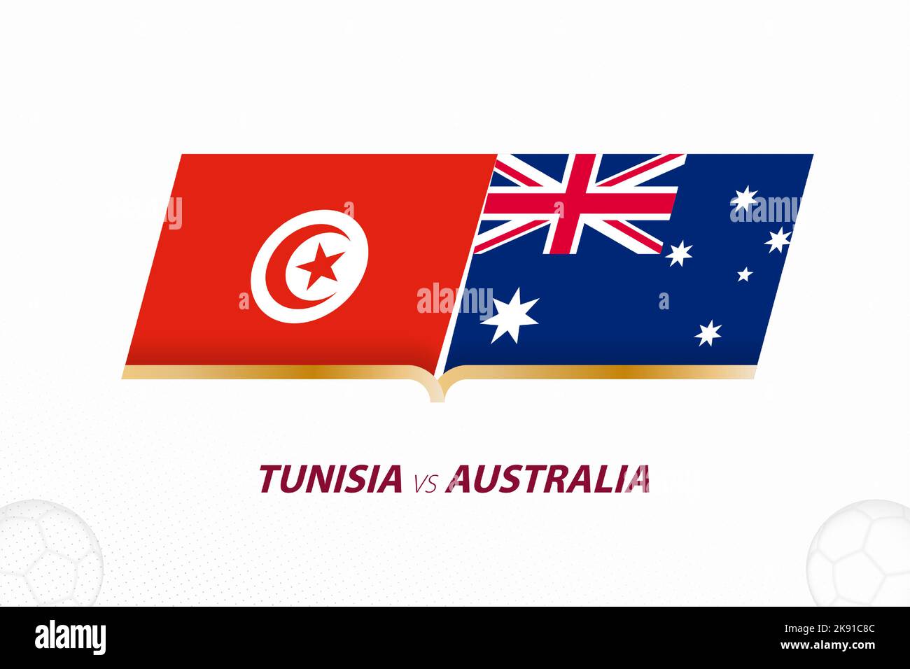 Tunisia vs Australia in Football Competition, Gruppo A. contro icona sullo sfondo del calcio. Icona Sport Vector. Illustrazione Vettoriale