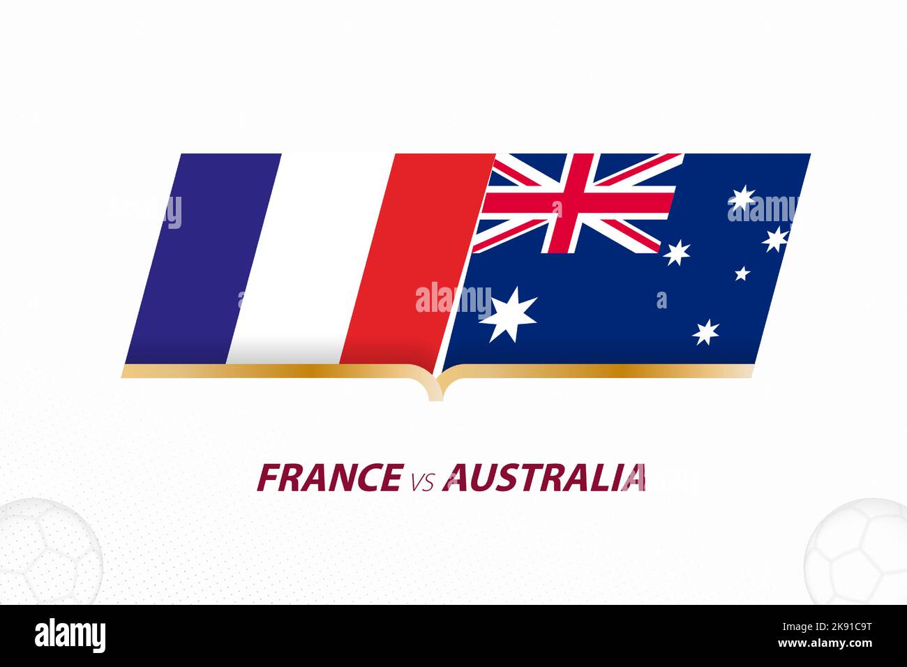 Francia vs Australia in Football Competition, Gruppo A. contro icona sullo sfondo del calcio. Icona Sport Vector. Illustrazione Vettoriale